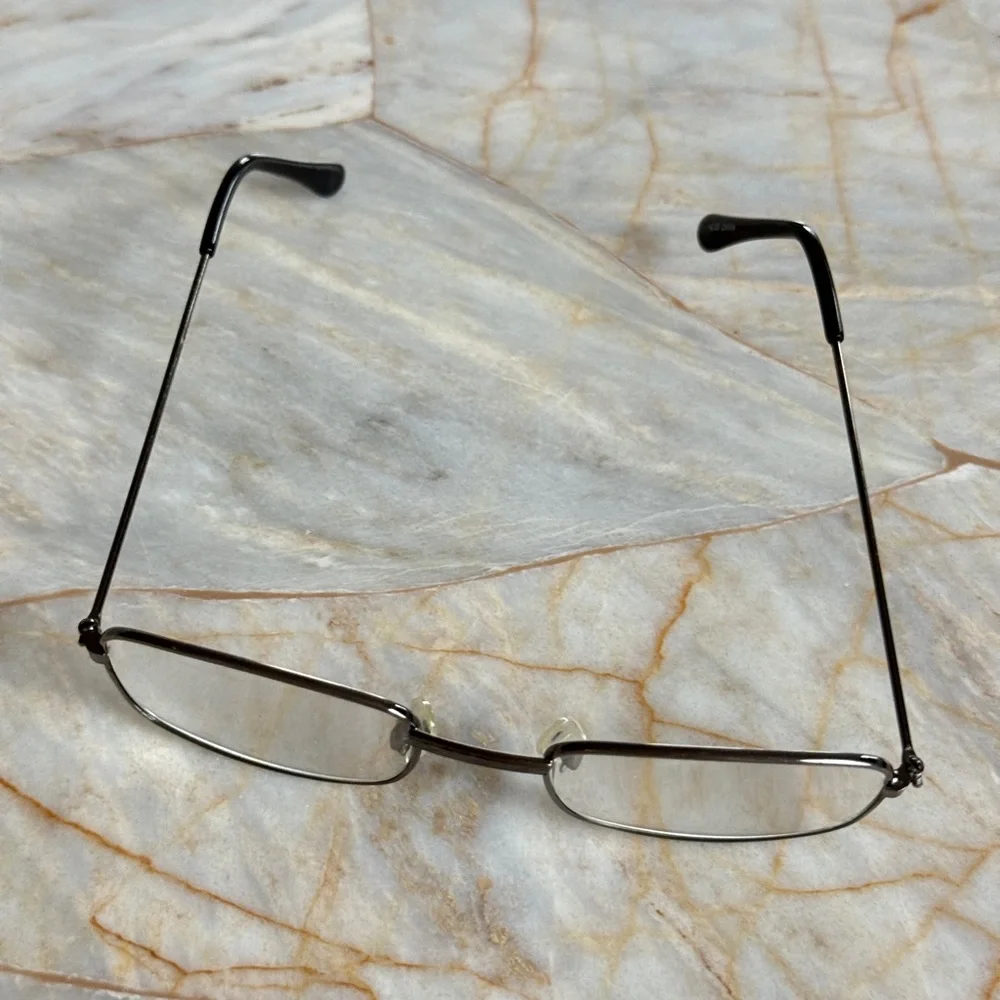 Men's or Womens +2.00 Reading Glasses Rectangle Metal Frame Glasses in Silver +2